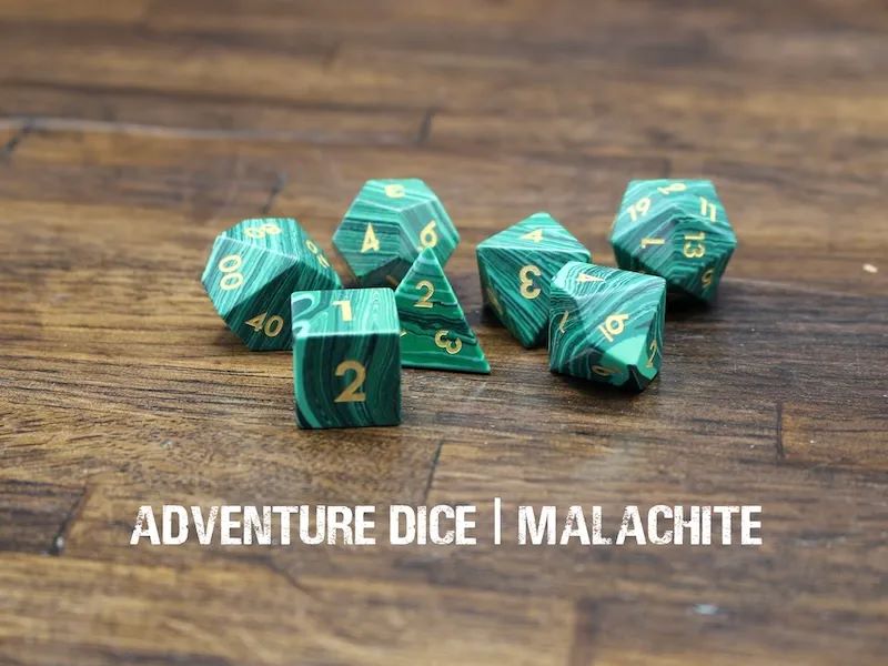 Adventure Dice: 7 Piece Gemstone Dice Set - Malachite