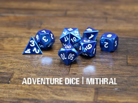 Adventure Dice: 7 Piece Metal Dice Set - Mithral
