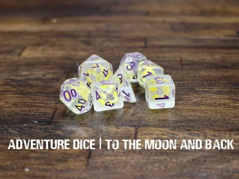 Adventure Dice: 7 Piece Dice Set - To The Moon And Back