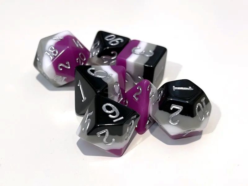 Adventure Dice: 7 Piece Dice Set - Asexual Pride