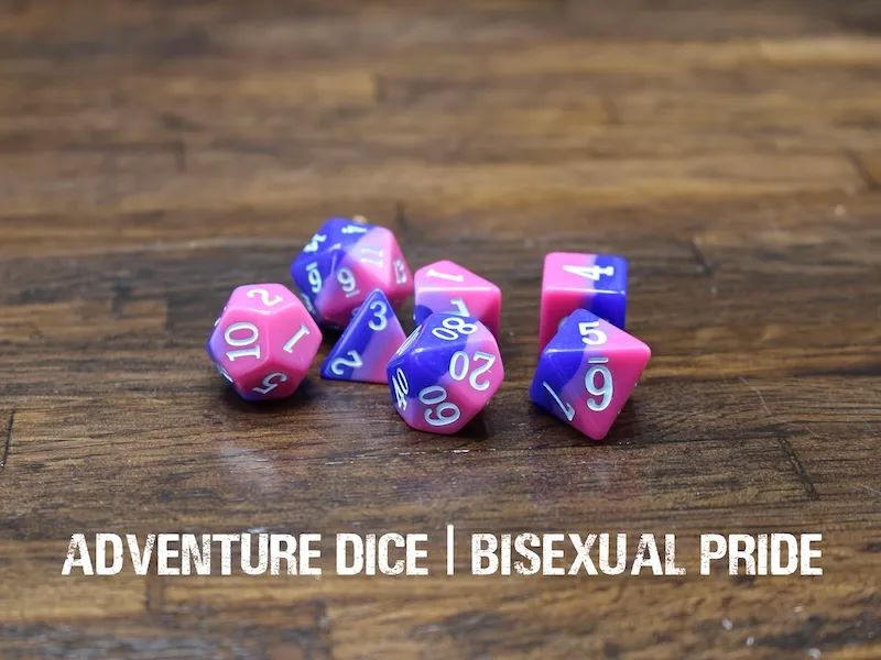 Adventure Dice: 7 Piece Dice Set - Bisexual Pride