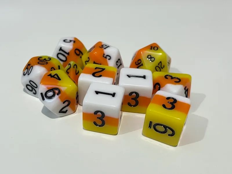 Adventure Dice: 11 Piece Dice Set - Candy Corn