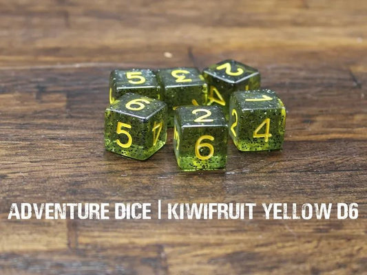 Adventure Dice: D6 Dice Set - Kiwifruit Yellow Gloss