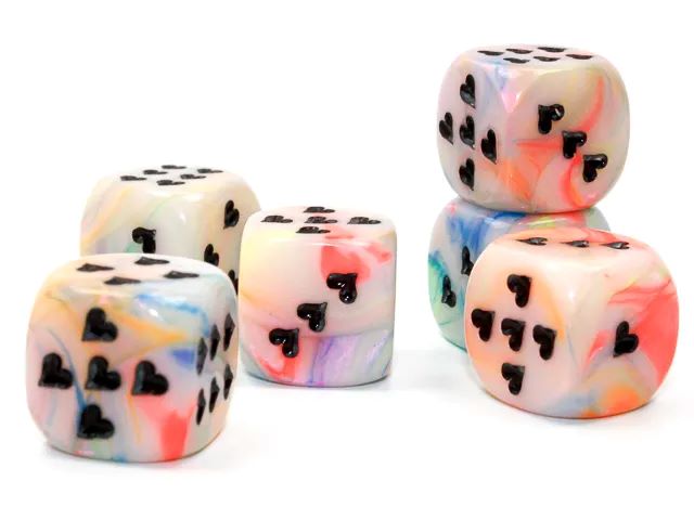 Adventure Dice: D6 Dice Set - Festive Circus Black Heart Pips