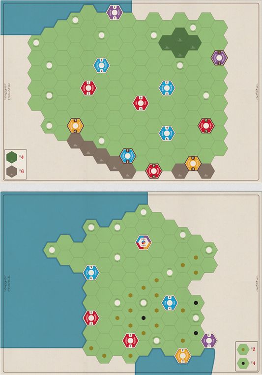 Age Of Steam Deluxe: France & Poland Maps
