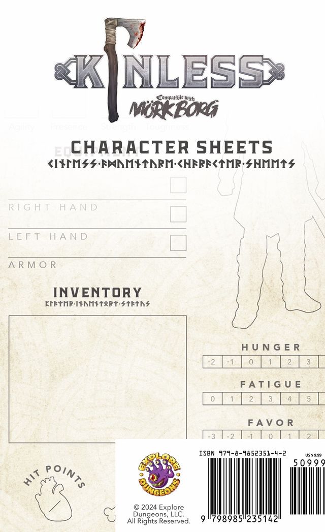 Kinless Solo Viking RPG: Character Sheets