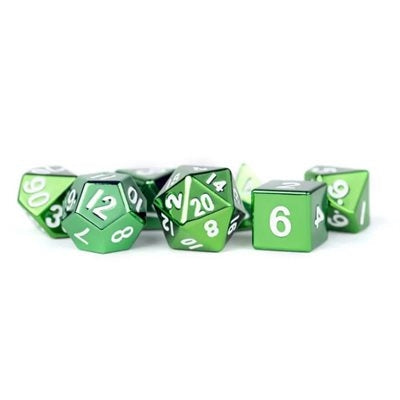 FanRoll: 7 Piece 16mm Metal Dice Set - Green