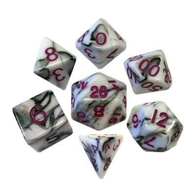 FanRoll: 7 Piece 16mm Acrylic Dice Set - Marble/Purple