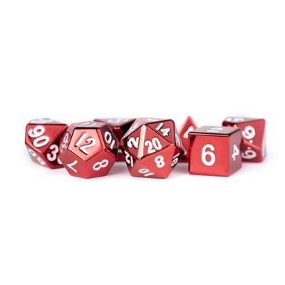 FanRoll: 7 Piece 16mm Metal Dice Set - Red