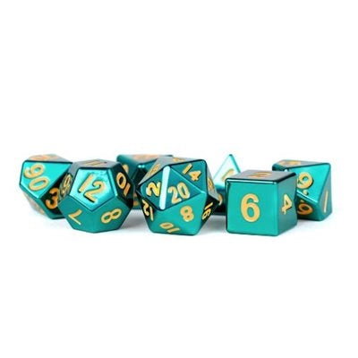 FanRoll: 7 Piece 16mm Metal Dice Set - Turquoise