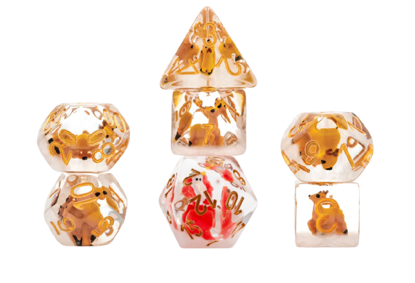 Christmas Resin 7 Piece Dice Set: Reindeer & Santa D20