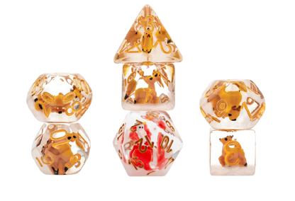 Christmas Resin 7 Piece Dice Set: Reindeer & Santa D20