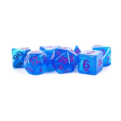 FanRoll: 7 Piece 16mm Acrylic Dice Set - Stardust Blue/Purple