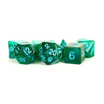 FanRoll: 7 Piece 16mm Acrylic Dice Set - Stardust Green/Blue