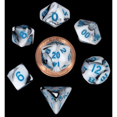 FanRoll: Mini 7 Piece 10mm Acrylic Dice Set - Marble/Blue