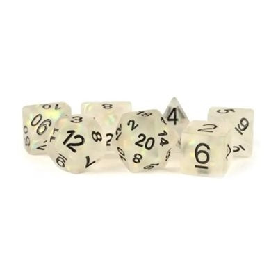 FanRoll: 7 Piece 16mm Resin Dice Set - Icy Opal Clear