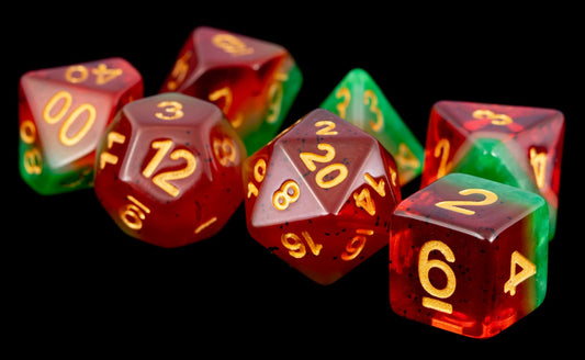 FanRoll: 7 Piece 16mm Resin Dice Set - Watermelon