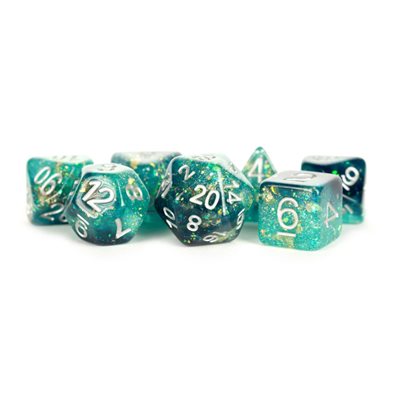 FanRoll: 7 Piece 16mm Resin Dice Set - Eternal Teal/Black