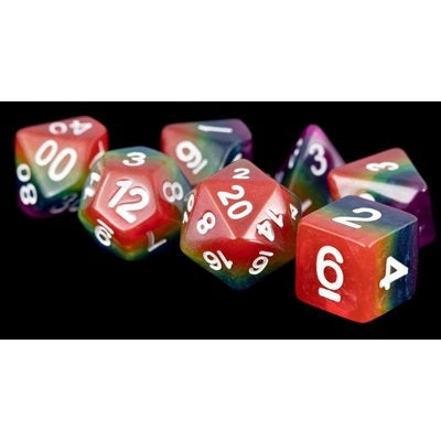 FanRoll: 7 Piece 16mm Resin Dice Set - Rainbow