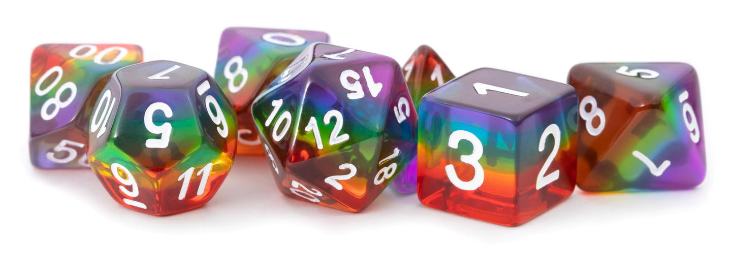 FanRoll: 7 Piece 16mm Acrylic Dice Set - Translucent Rainbow