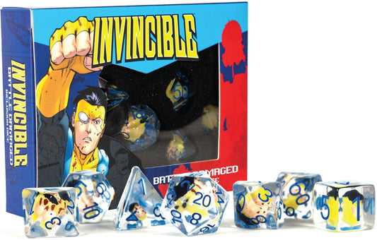 Invincible: 7 Piece 16mm Resin Dice Set - Battle-Damaged Mark Grayson