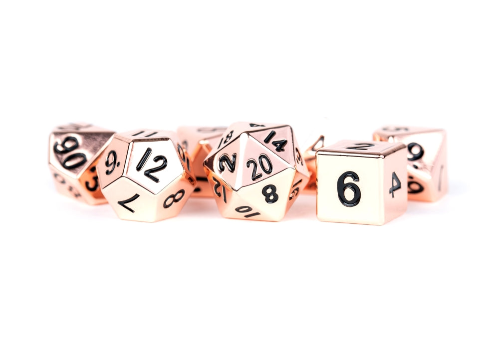 FanRoll: 7 Piece 16mm Metal Dice Set - Copper