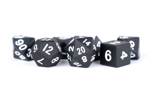 FanRoll: 7 Piece 16mm Metal Dice Set - Black/White