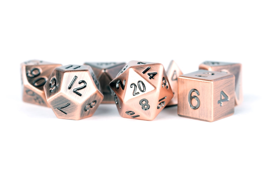 FanRoll: 7 Piece 16mm Metal Dice Set - Antique Copper