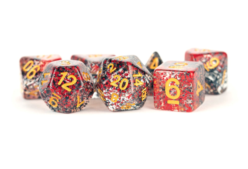 FanRoll: 7 Piece 16mm Resin Dice Set - Particle Red/Black