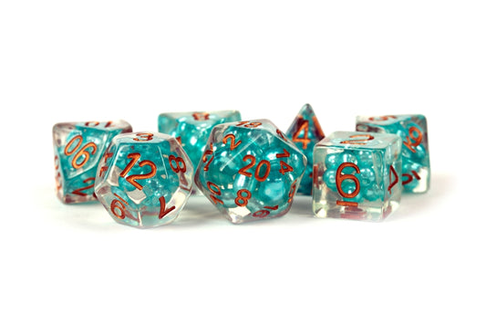 FanRoll: 7 Piece 16mm Resin Dice Set - Pearl Teal/Copper