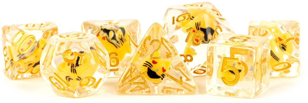 FanRoll: 7 Piece 16mm Resin Dice Set - Cat Dice