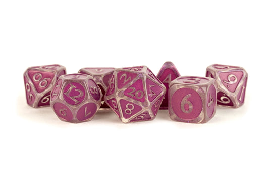 FanRoll: 7 Piece 16mm Acrylic Dice Set - Ice/Purple Enamel