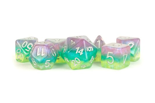 FanRoll: 7 Piece 16mm Resin Dice Set - Layered Stardust Radiance