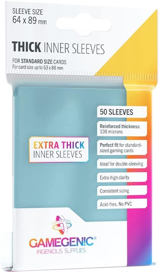 Gamegenic: Board Game Thick Inner Sleeves 50 Count – Standard Card Game