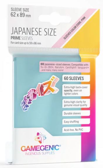 Gamegenic: Prime Japanese Sized Sleeves 60 Count - Clear