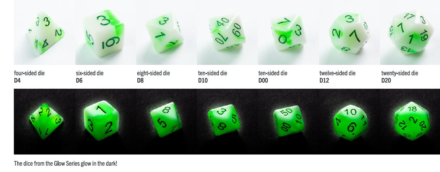 Gamegenic: Glow Series - 7 Piece RPG Dice Set: Toxic Stones