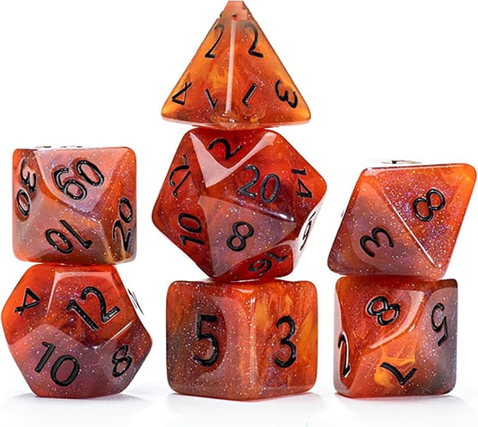 GKGD: 7 Piece 16mm Resin Dice Set - Aether Fireball