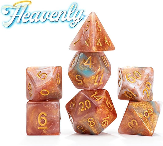 GKGD: 7 Piece 16mm Resin Dice Set - Aether Heavenly