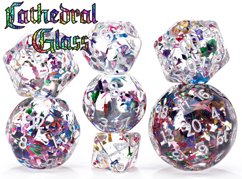 GKGD: 7 Piece 16mm Resin Dice Set - Cathedral Glass