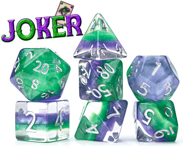 GKGD: 7 Piece 16mm Resin Dice Set - Joker