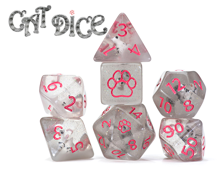 GKGD: 7 Piece 16mm Resin Dice Set - Cat