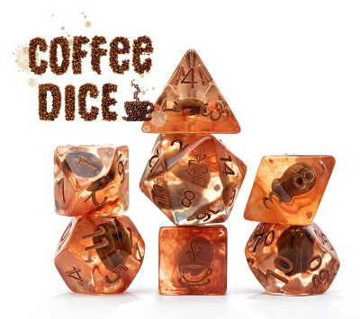 GKGD: 7 Piece 16mm Resin Dice Set - Coffee