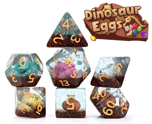 GKGD: 7 Piece 16mm Resin Dice Set - Dinosaur Eggs