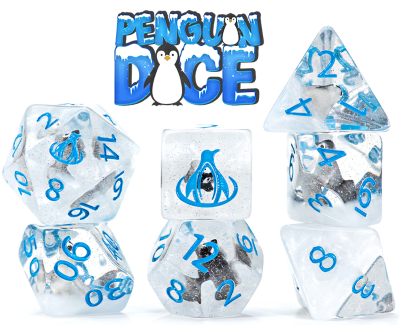 GKGD: 7 Piece 16mm Resin Dice Set - Penguins
