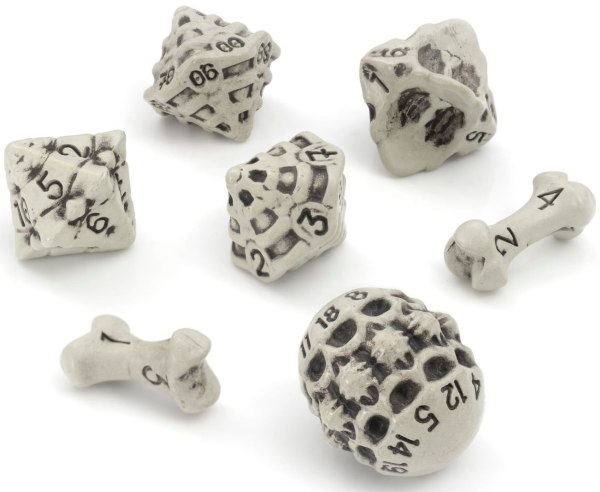 Lynx: 7 Piece Dice Set - Skull & Bone Cleaned Bone White
