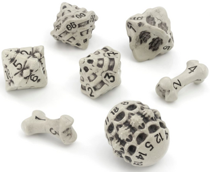 Lynx: 7 Piece Dice Set - Skull & Bone Cleaned Bone White