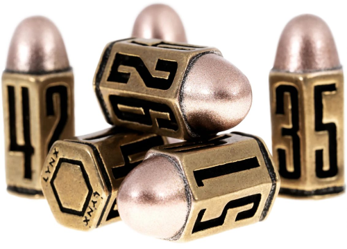 Lynx: D6 Bullet Dice Set - Brass Metal