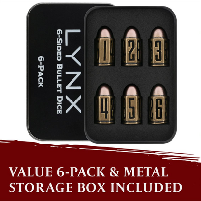 Lynx: D6 Bullet Dice Set - Brass Metal