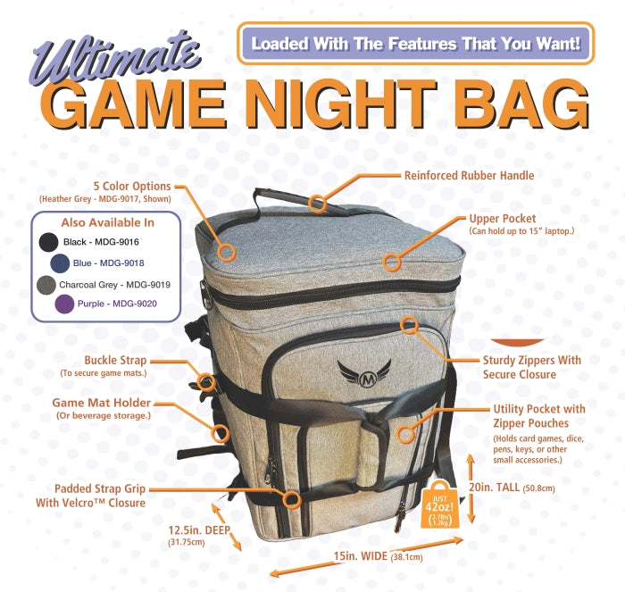 Ultimate Game Night Backpack: Charcoal Grey