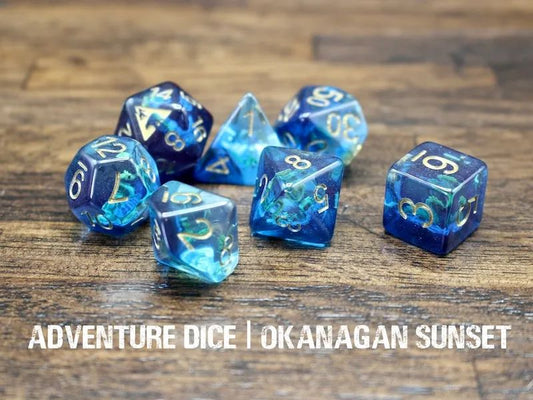 Adventure Dice: 7 Piece Dice Set - Okanagan Sunset